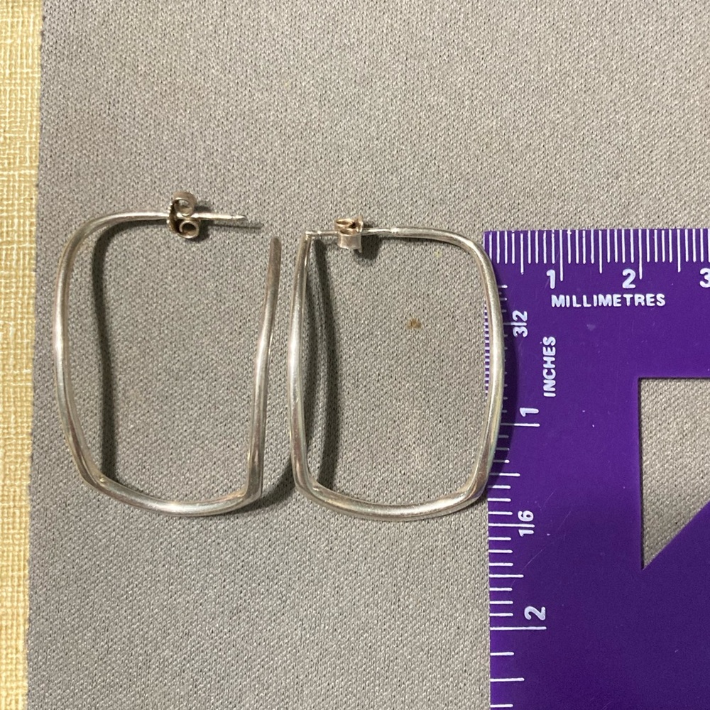 Sterling Silver Rounded Rectangular Italian Post … - image 4